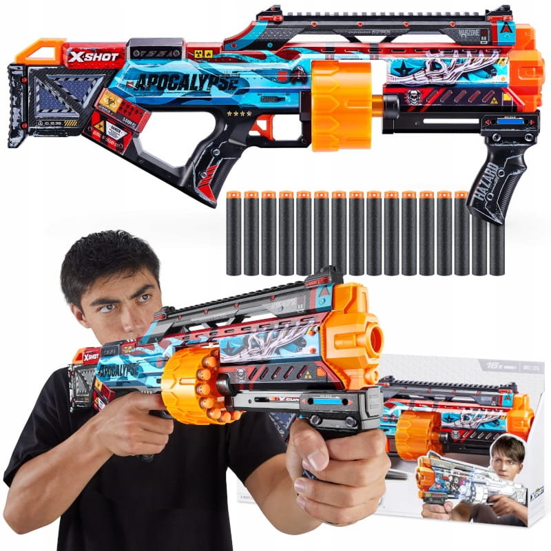 ZURU X-SHOT SKINS WYRZUTNIA LAST STAND APOCALYPSE PISTOLET + 16 NABOJÓW 8+