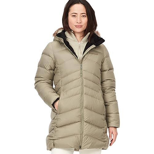 Marmot Kobiety Wm's Montreal Coat, Lekka kurtka puchowa, sprężystość puchu 700 FP, ciepła parka, stylowy płaszcz zimowy, wodoodporny, wiatroszczelny, Vetiver, XS