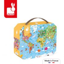 Puzzle w walizce Ogromna mapa świata 300 elementów 7+, Janod