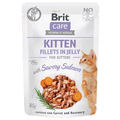 Brit Care Cat Kitten Fillets in Jelly Savory Salmon 85 g Łosoś