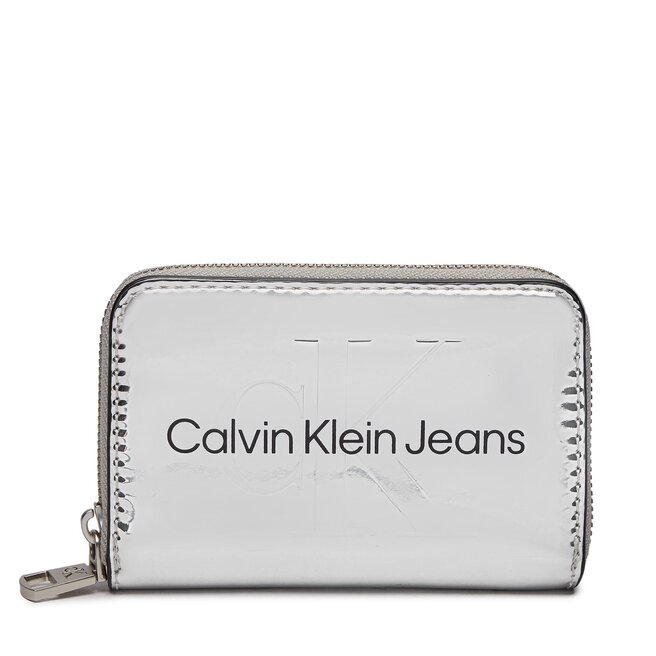 Duży Portfel Damski Calvin Klein Jeans Sculpted Med Zip Around Mono S K60K611863 Srebrny