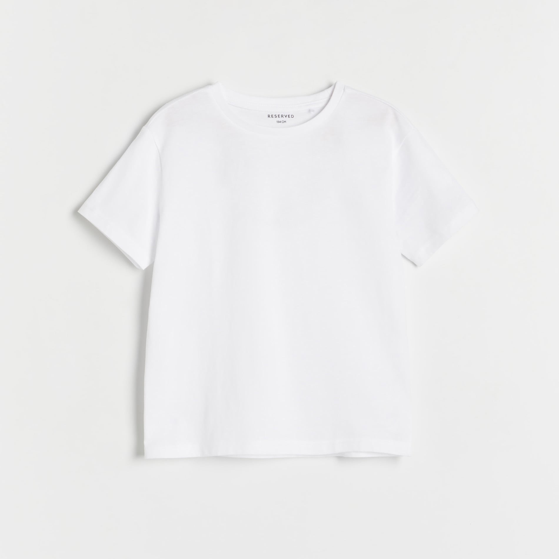 Reserved - Bawełniany t-shirt basic - Biały