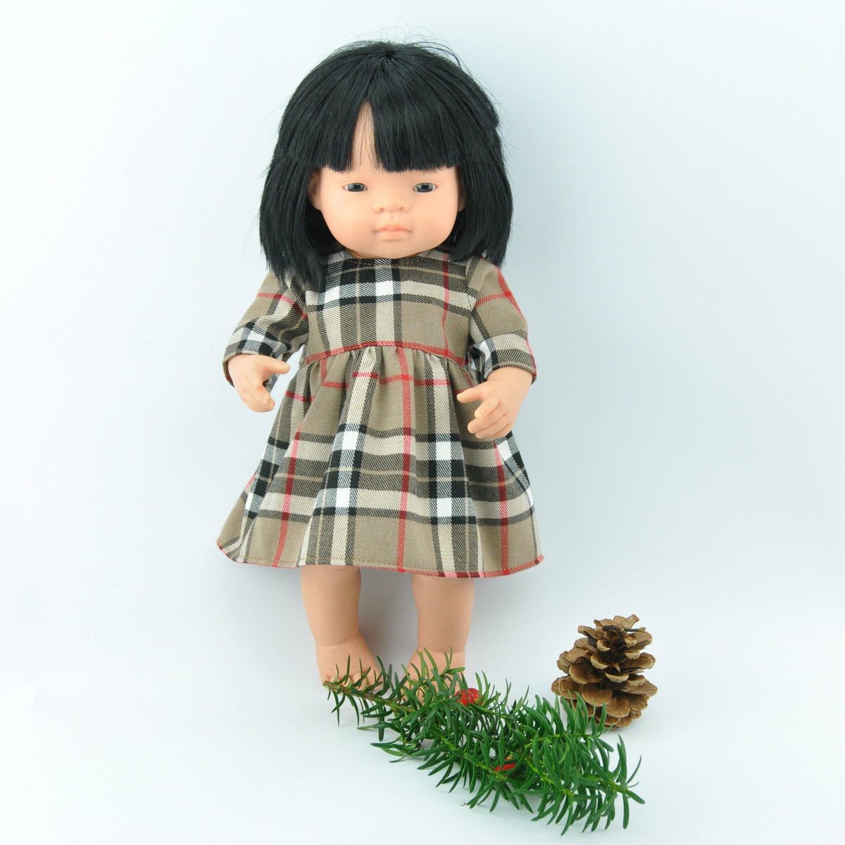 Sukienka w piękną kratę dla Miniland 38cm i Paola Reina 34cm Sukienka