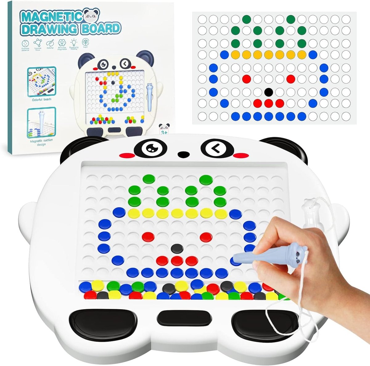 Tablica magnetyczna Mozaika Montessori Układanka Koraliki Krążki Dla Dzieci PANDA