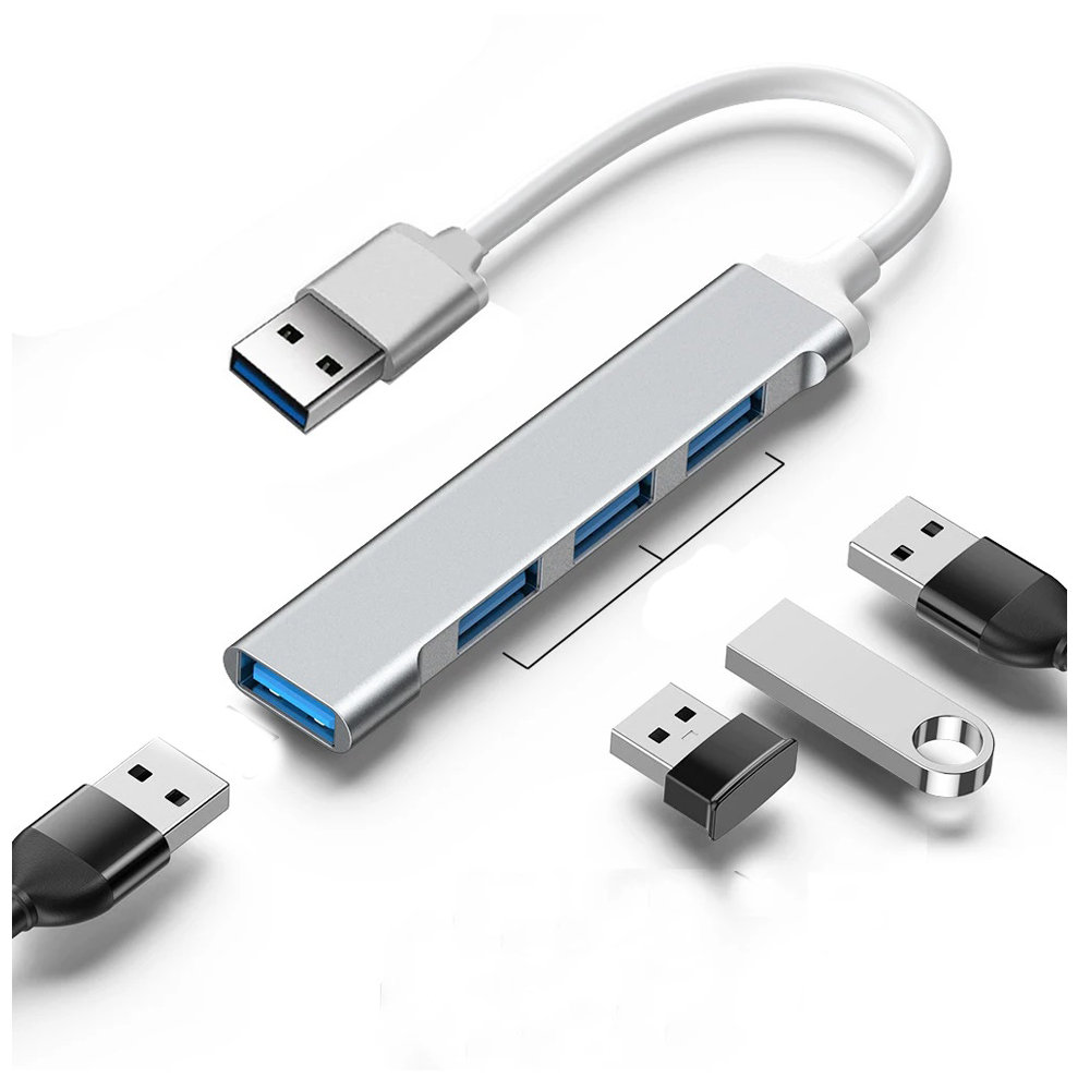 Hub Usb 3.0 Rozdzielacz Usb Rozgałęźnik Usb Aluminiowy 4 Porty 4X Usb 4W1