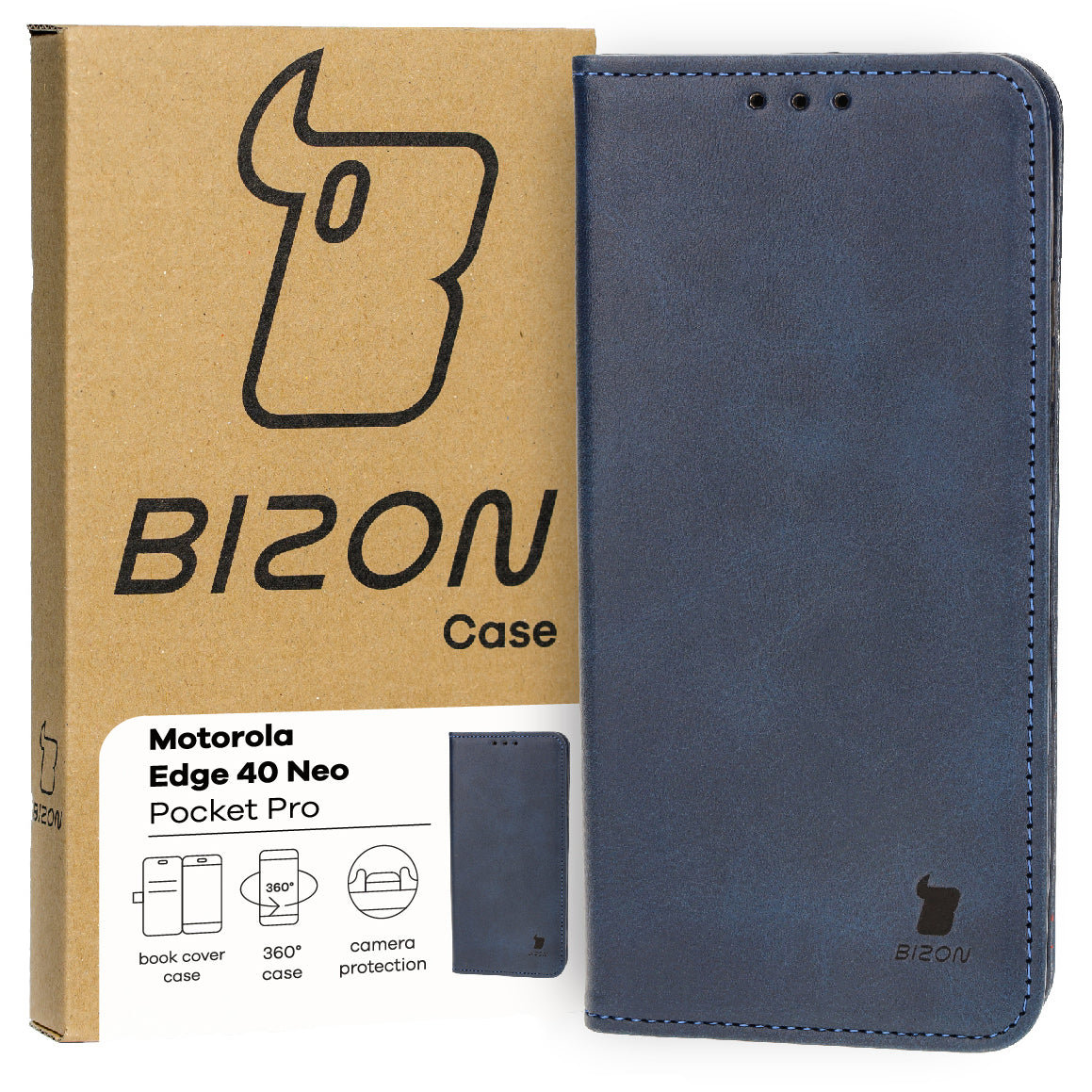 Etui Bizon Case Pocket Pro do Motorola Edge 40 Neo, granatowe