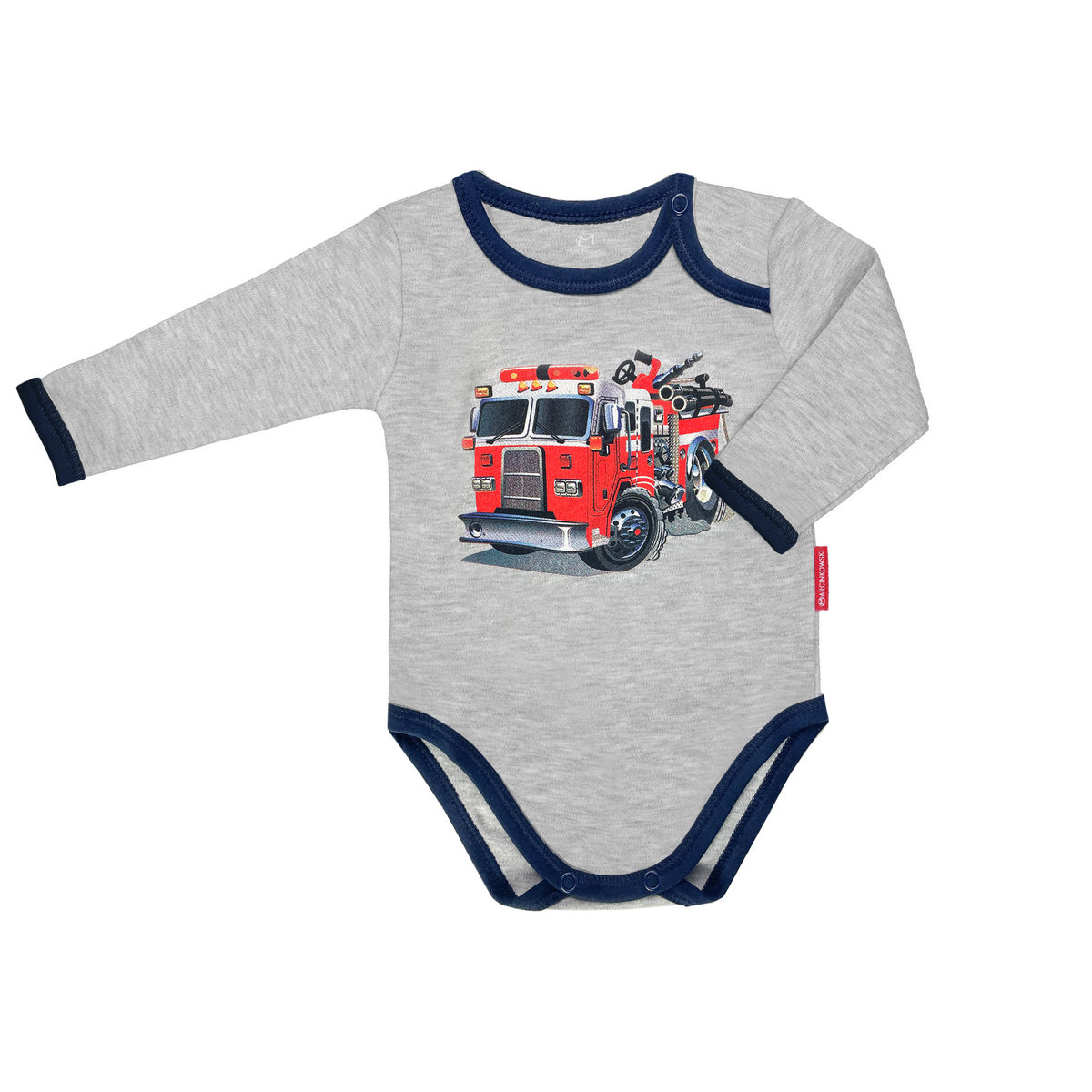 Body dziecięce dla niemowląt bawełniane długi rękaw szare straż pożarna 86