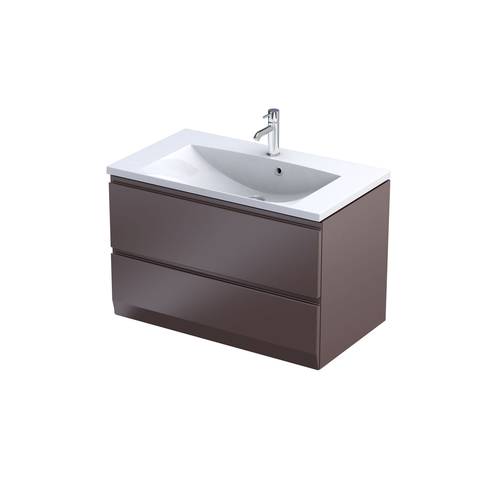 Szafka łazienkowa pod umywalkę Oristo Brylant Uni 80 cm brązowy mat OR36-SD2S-80-21-V3