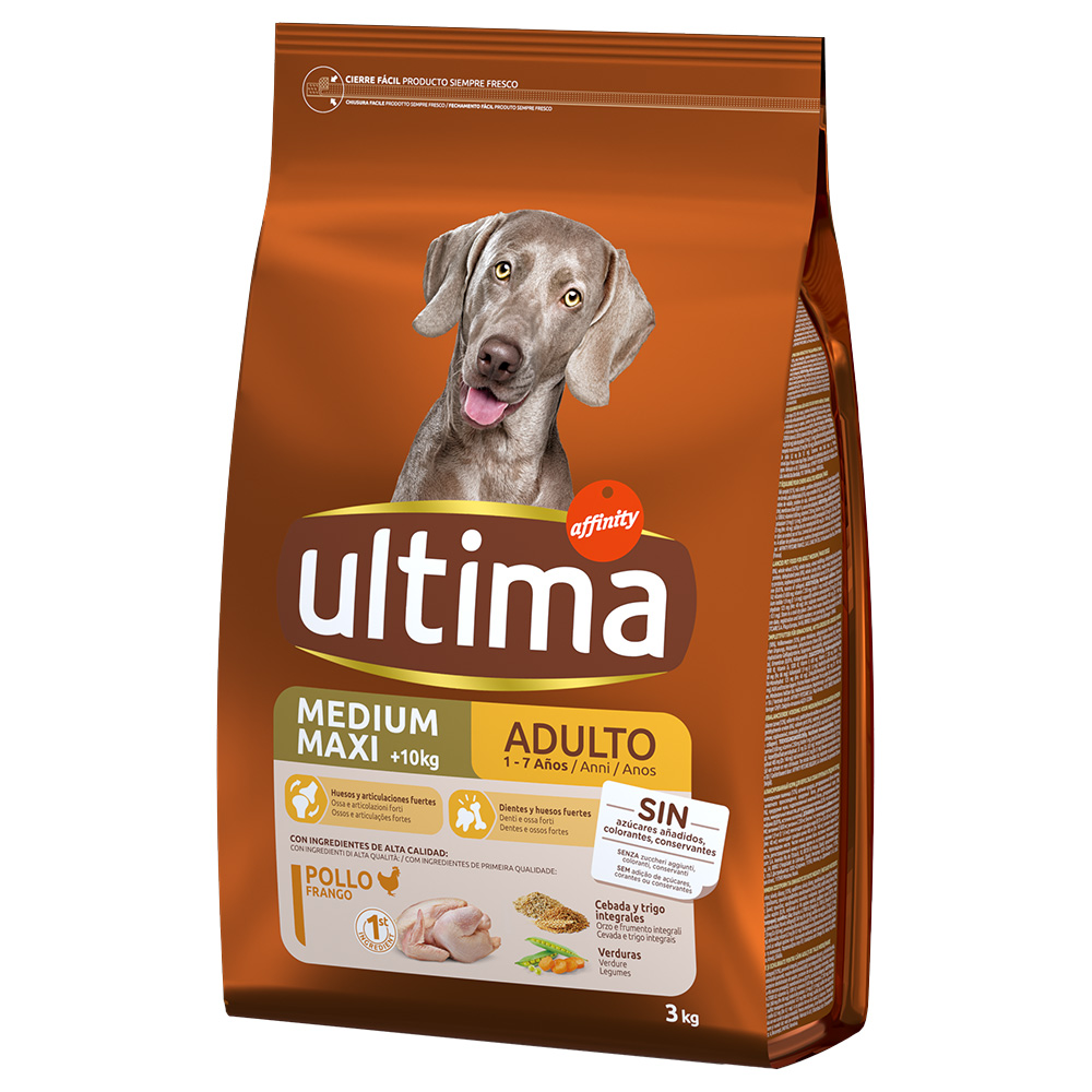 10% taniej! Ultima karma sucha, różne rodzaje - Medium / Maxi Adult, kurczak z ryżem, 2 x 3 kg