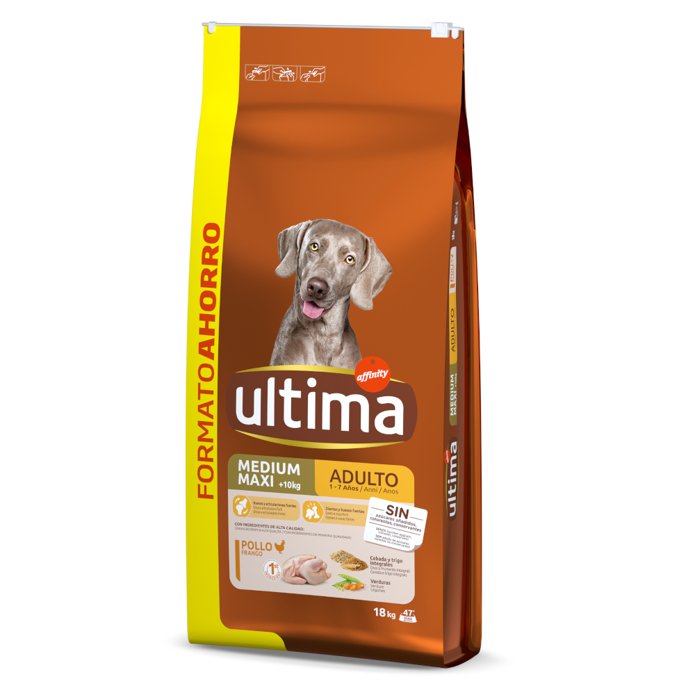 10% taniej! Ultima karma sucha, różne rodzaje - Medium / Maxi Adult, kurczak z ryżem, 2 x 18 kg