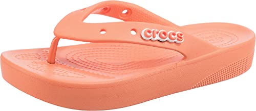 Crocs Klasyczne klapki damskie, sandały na koturnie, Papaja, 41/42 EU