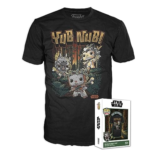 Funko Koszulka w pudełku: Star Wars - Ewok - M - T-shirt - ubrania - pomysł na prezent - top z krótkim rękawem dla dorosłych unisex mężczyzn i kobiet - oficjalny towar - fanów filmów