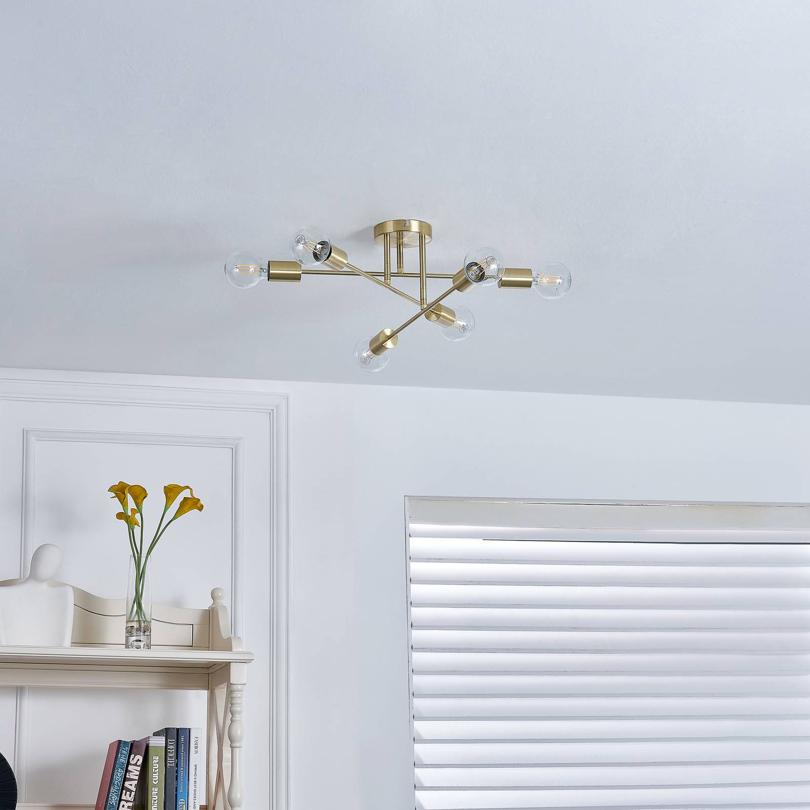 Lindby Aloria lampa sufitowa, 6-punktowa, złota