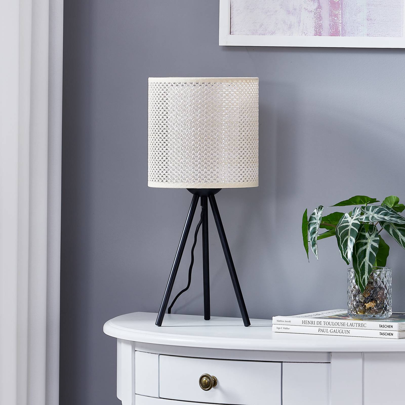 Lindby Soula lampa stołowa tkanina Ø 20 cm