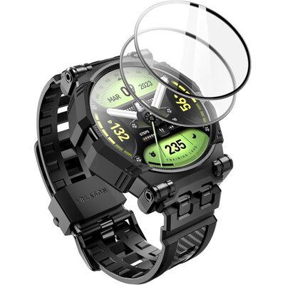 Pasek SUPCASE Iblsn Armorbox do Galaxy Watch 4/5/6 (44 mm) Czarny + Szkło | Bezpłatny transport