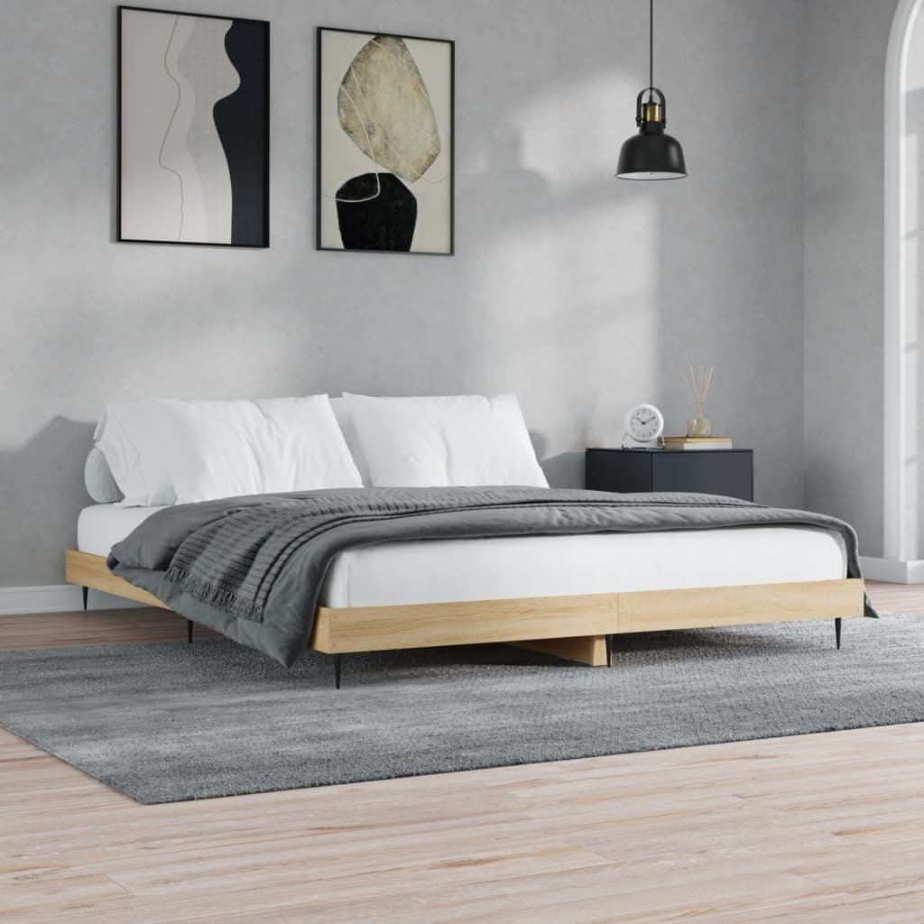 vidaXL Rama łóżka, dąb sonoma, 180x200 cm, materiał drewnopochodny