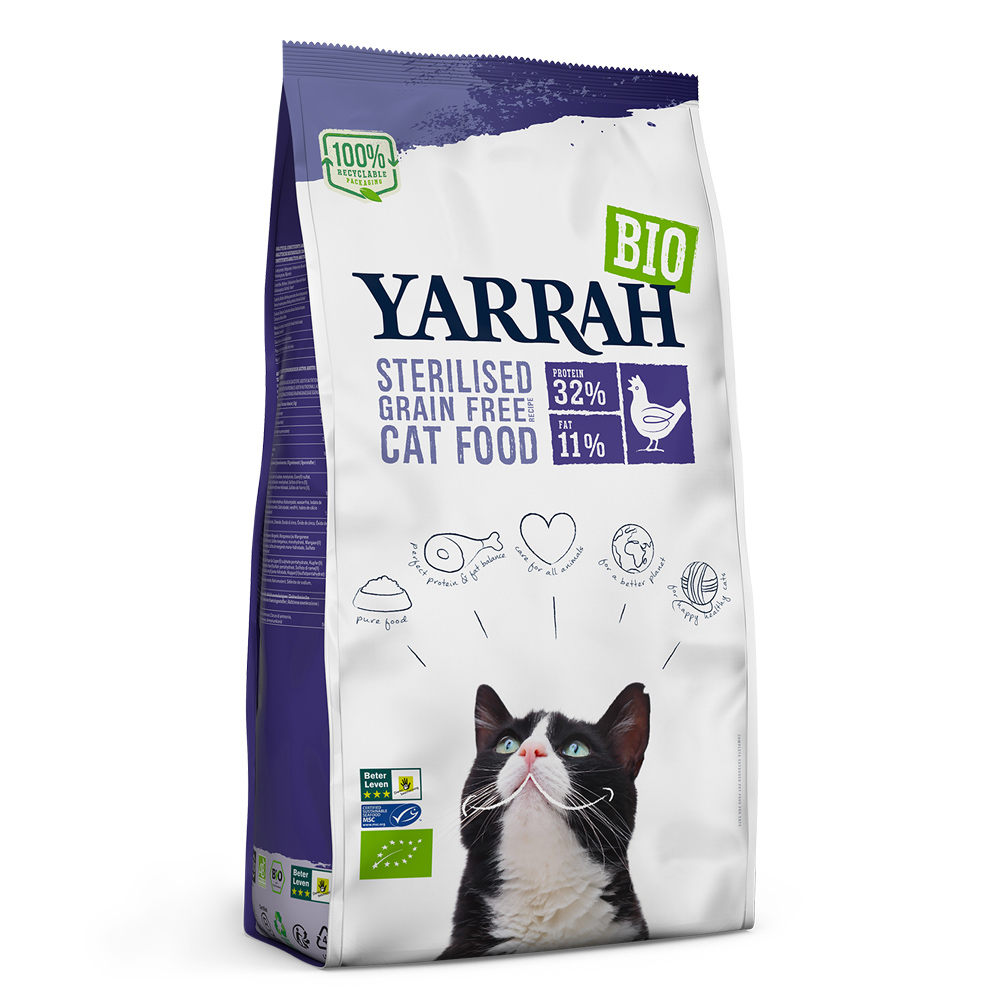 20% taniej! Yarrah Bio Cat Food, karma sucha dla kota, różne rodzaje - Sterilised, 6 kg