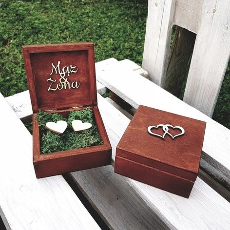 Szkatułka Pudełeczko Pudełko Na Obrączki Mahoń 1
