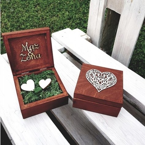 Szkatułka Pudełeczko Pudełko Na Obrączki Mahoń 3