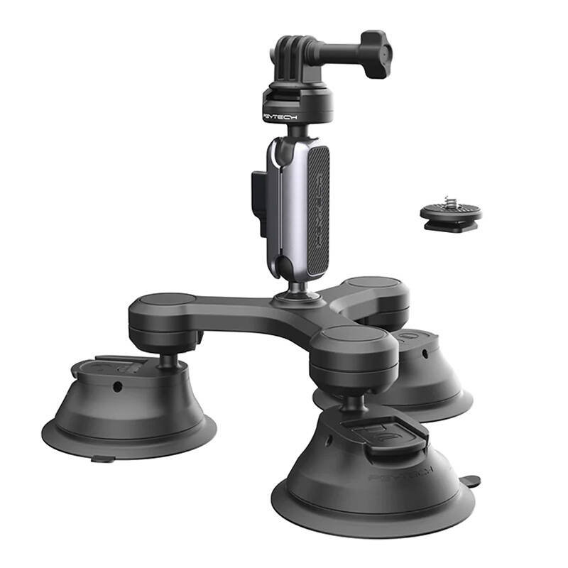 PGYTECH, Uchwyt do kamer sportowych PGYTECH trójramienny z mocowaniem Suction Cup