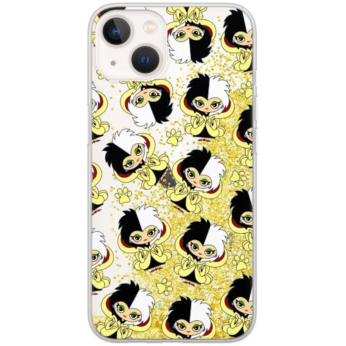 ERT GROUP etui na telefon Apple Iphone 13 MINI, case oryginalny i oficjalnie licencjonowany przez Disney, wzór Cruella 007, optymalnie dopasowane, z efektem płynnego brokatu