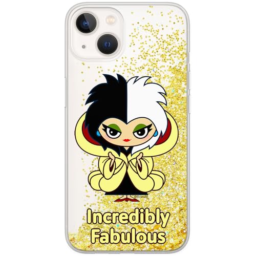 ERT GROUP etui na telefon Apple Iphone 13 MINI, case oryginalny i oficjalnie licencjonowany przez Disney, wzór Cruella 006, optymalnie dopasowane, z efektem płynnego brokatu