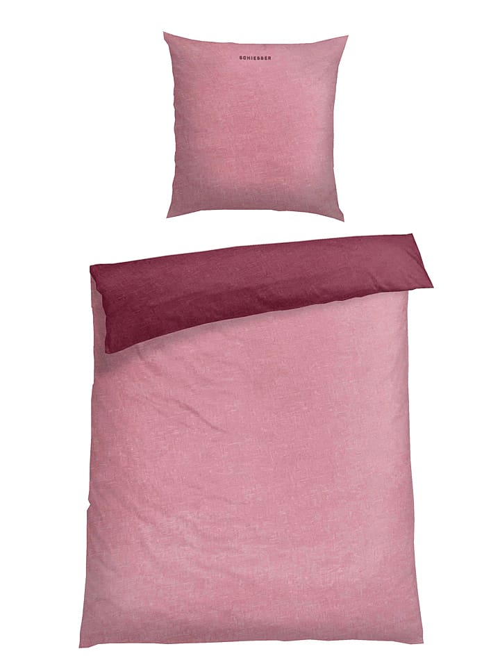 Schiesser Komplet pościeli flanelowej w kolorze jasnoróżowym