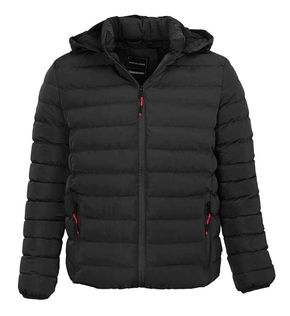 Kurtka Jesienno-Zimowa Czarna z Kapturem, Delikatnie Ocieplana, Pikowana, Męska -PAKO JEANS - Pako Jeans