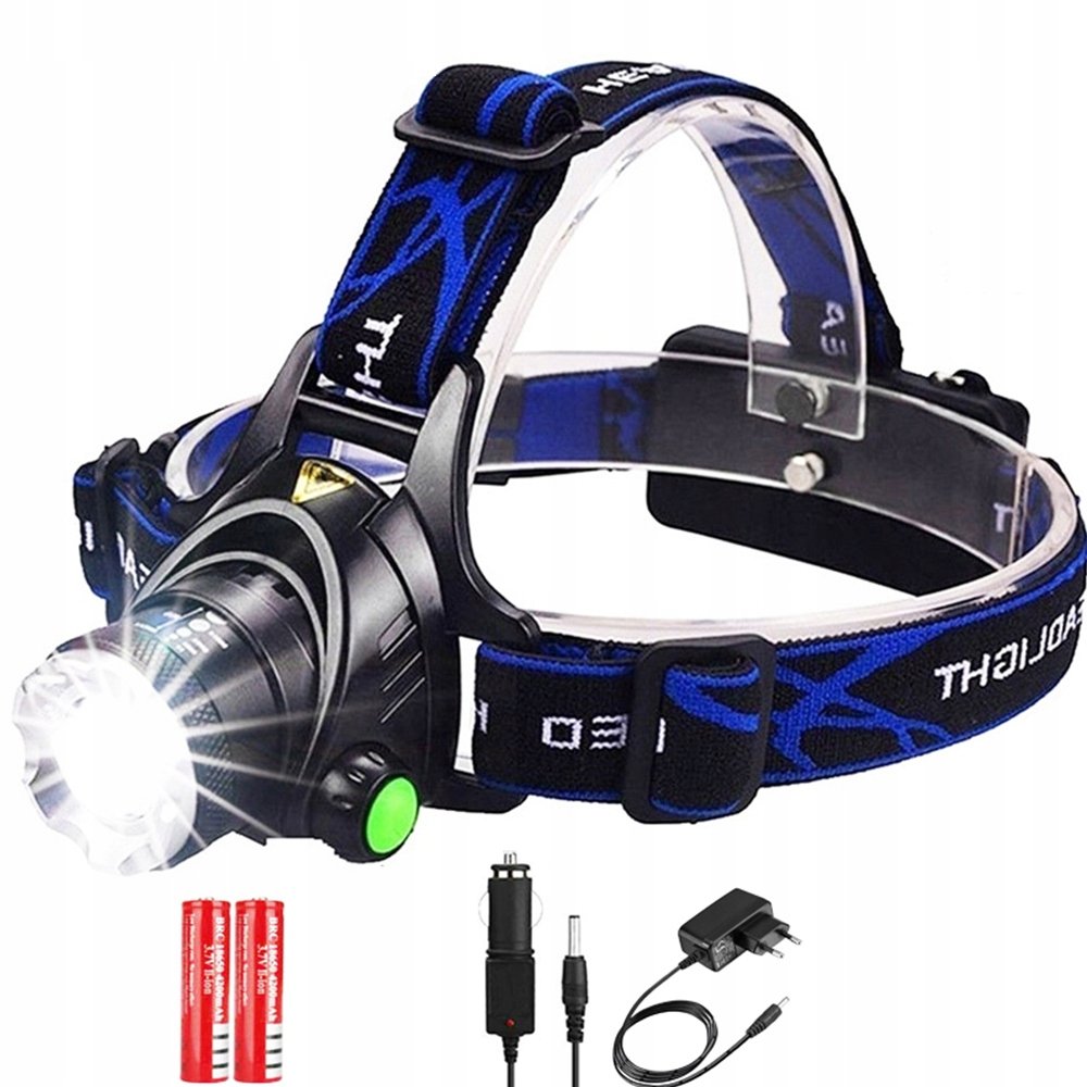 Latarka Czołowa Czołówka Cree Led Zoom T6 Zestaw