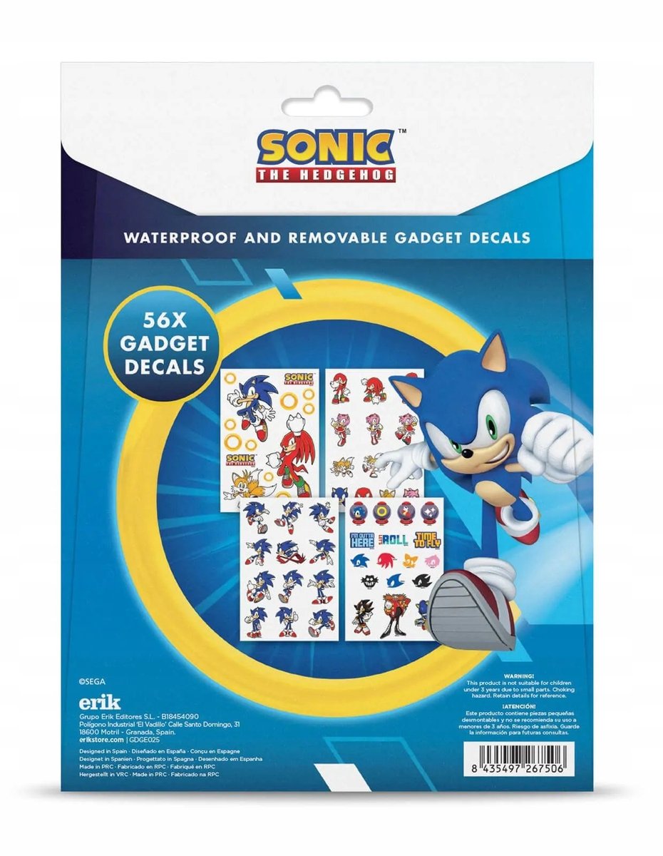 SONIC THE HEDGEHOG NAKLEJKI NA LAPTOPA 4 ARKUSZE