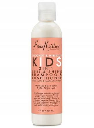 Shea Moisture Kids Coconut & Hibiscus 2-in-1 Curl & Shine Shampoo & Conditioner, Szampon i odżywka do włosów, 236ml