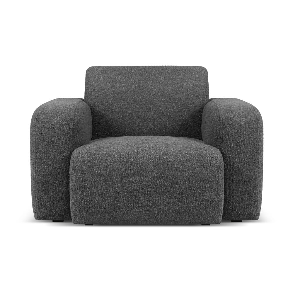 Ciemnoszary fotel z przędzy pętelkowej Bouclé Molino – Micadoni Home