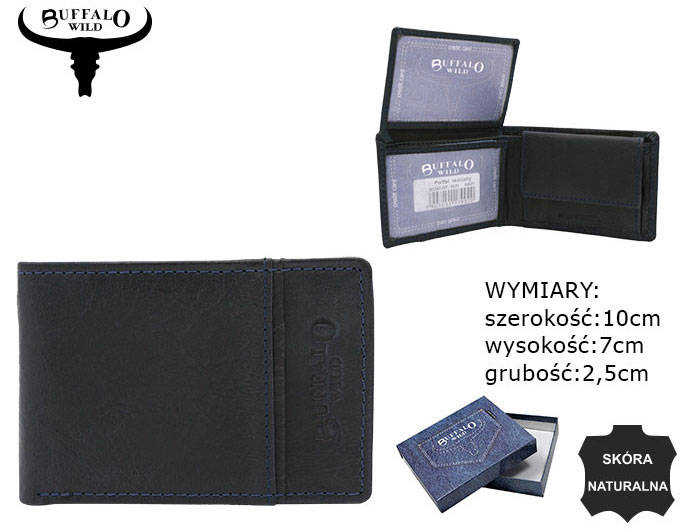 Mały, skórzany portfel męski bez zapięcia — Buffalo Wild