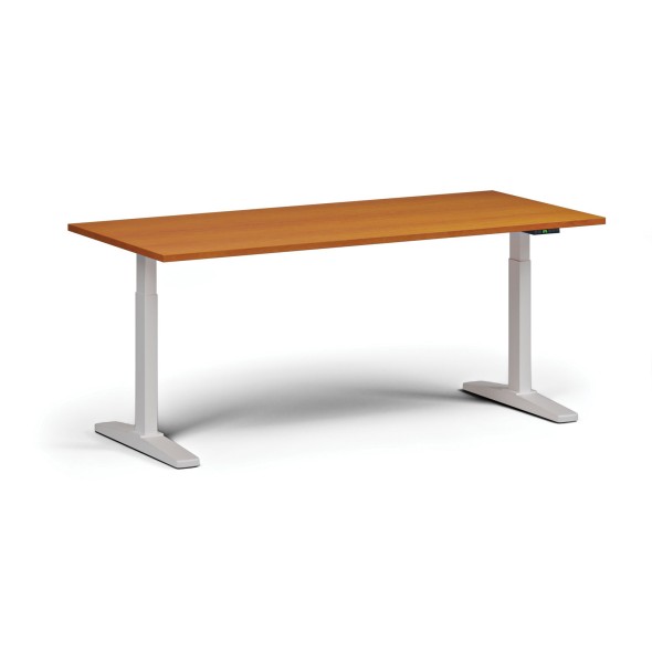 Stół z regulacją wysokości, elektryczny, 675-1325 mm, blat 1800x800 mm, podstawa biała, czereśnia