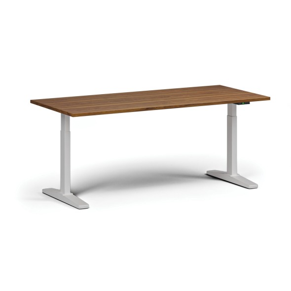 Stół z regulacją wysokości, elektryczny, 675-1325 mm, blat 1800x800 mm, podstawa biała, orzech