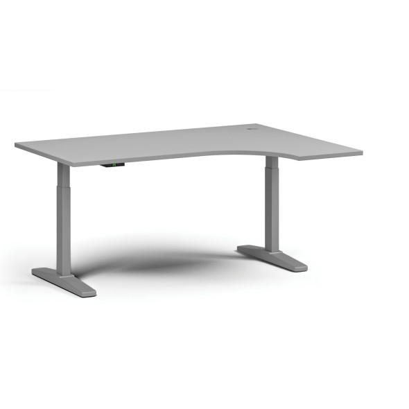 Stół z regulacją wysokości, elektryczny, 675-1325 mm, narożnik prawy, blat 1600x1200 mm, podstawa szara, szary