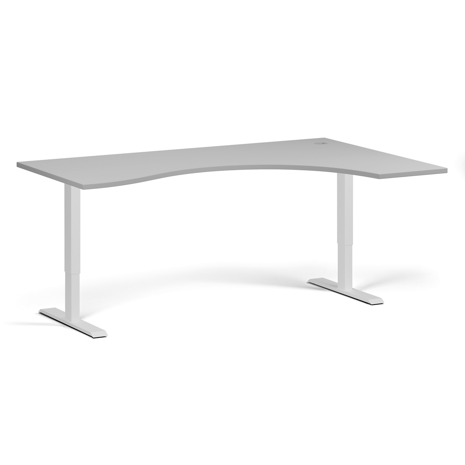 Stół z regulacją wysokości, 2 silniki, 745 - 1215 mm, ergonomiczny prawy, blat 1800 x 1200 mm, podstawa biała, szary