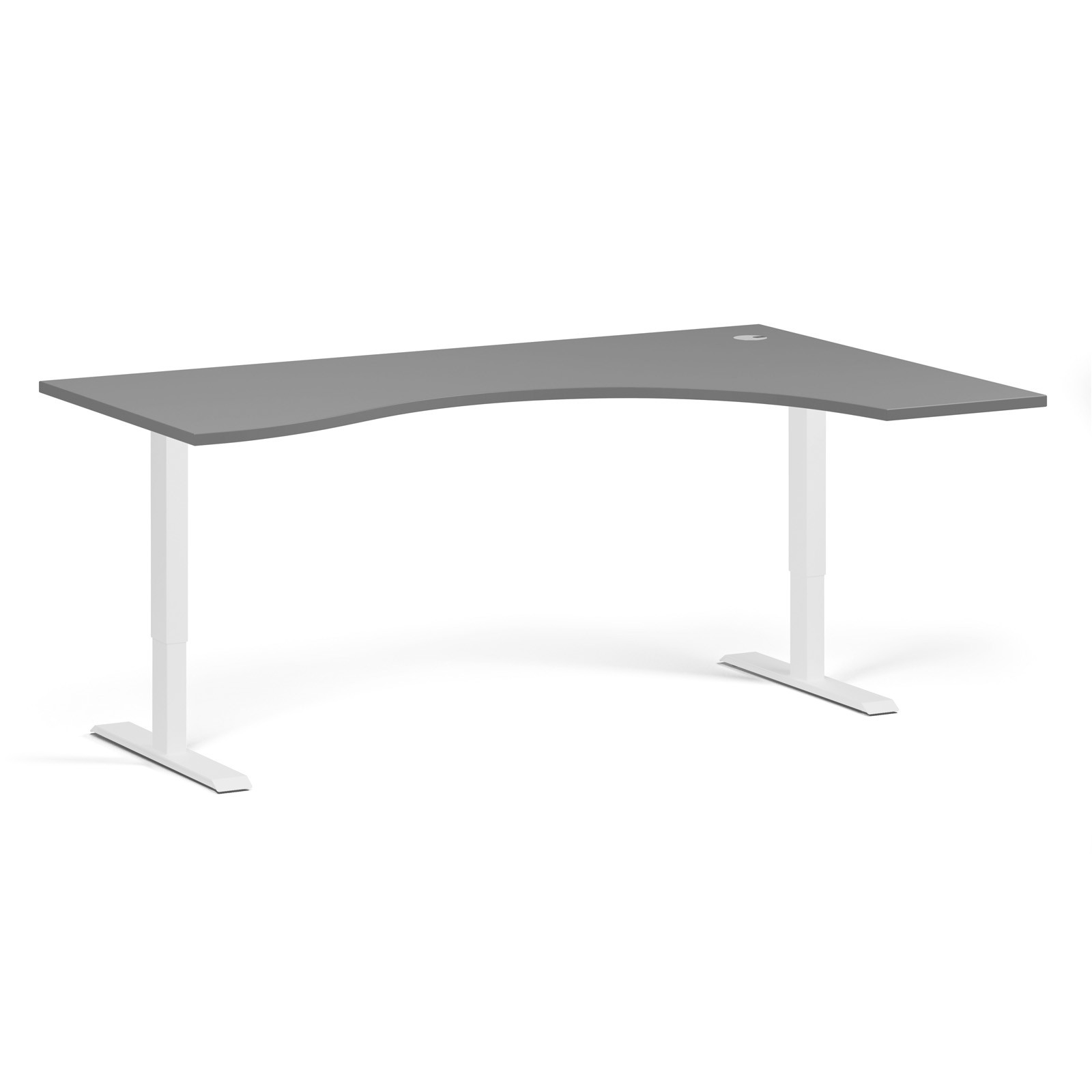 Stół z regulacją wysokości, 2 silniki, 745 - 1215 mm, ergonomiczny prawy, blat 1800 x 1200 mm, podstawa biała, grafitowy