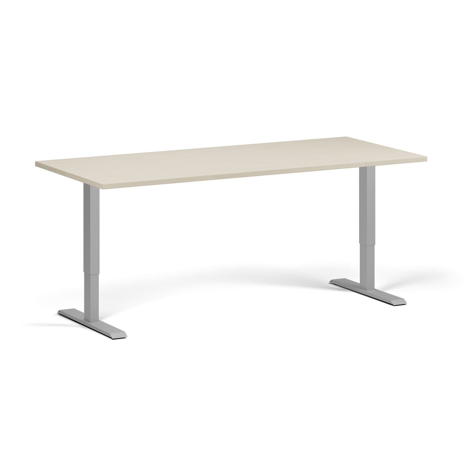 Stół z regulacją wysokości, 2 silniki, 745 - 1215 mm, blat 1800 x 800 mm, podstawa szara, brzoza
