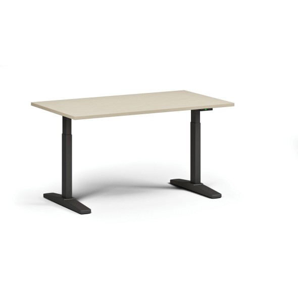 Stół z regulacją wysokości ULIX, elektryczny, 675-1325 mm, blat 1400x800 mm, podstawa czarna, brzoza