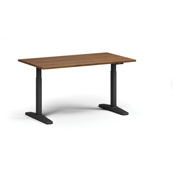 Stół z regulacją wysokości ULIX, elektryczny, 675-1325 mm, blat 1400x800 mm, podstawa czarna, orzech