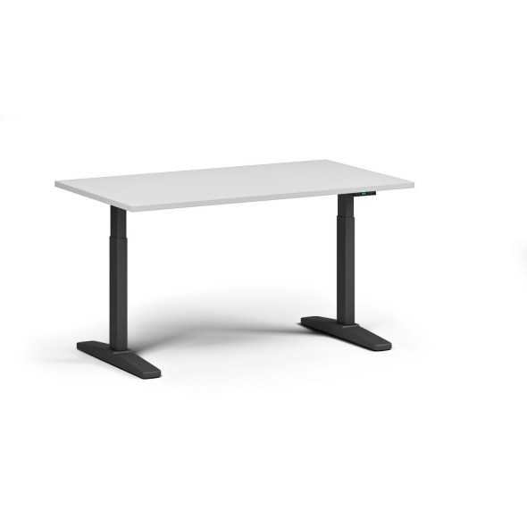 Stół z regulacją wysokości ULIX, elektryczny, 675-1325 mm, blat 1400x800 mm, podstawa czarna, biała