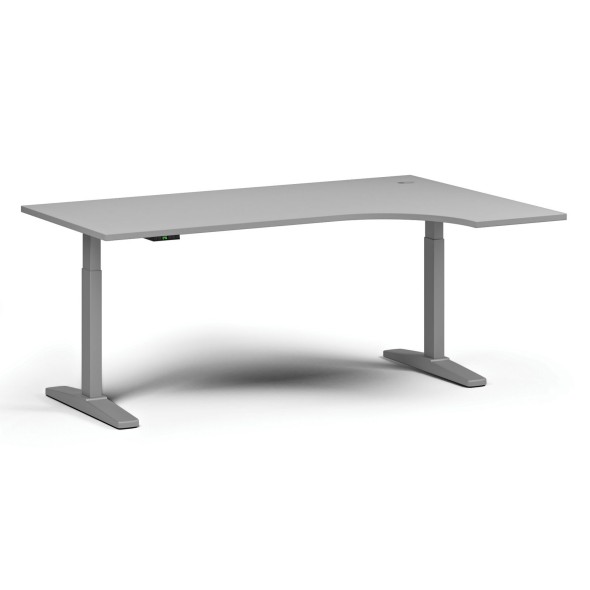 Stół z regulacją wysokości, elektryczny, 675-1325 mm, narożnik prawy, blat 1800x1200 mm, podstawa szara, szary