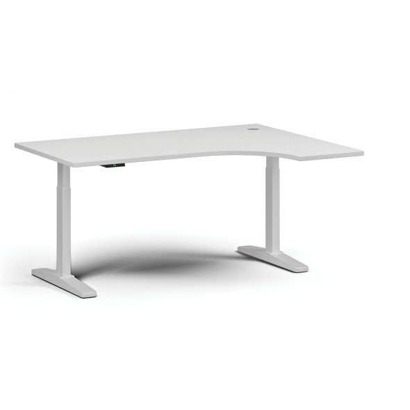 Stół z regulacją wysokości, elektryczny, 675-1325 mm, narożnik prawy, blat 1600x1200 mm, podstawa biała, biała
