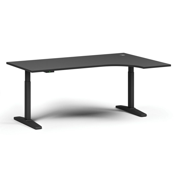 Stół z regulacją wysokości ULIX, elektryczny, 675-1325 mm, narożnik prawy, blat 1800x1200 mm, podstawa czarna, grafit