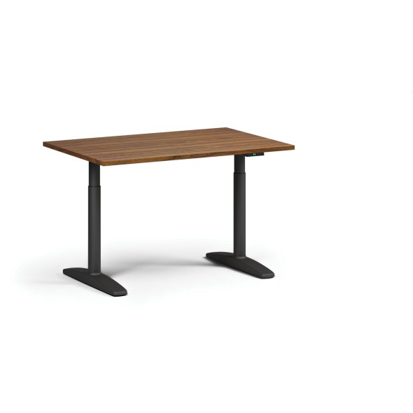 Stół z regulacją wysokości OBOL, elektryczny, 675-1325 mm, blat 1200x800 mm, podstawa czarna, orzech