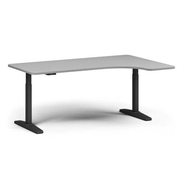 Stół z regulacją wysokości ULIX, elektryczny, 675-1325 mm, lewy/prawy, blat 1800x1200 mm, podstawa czarna, szary