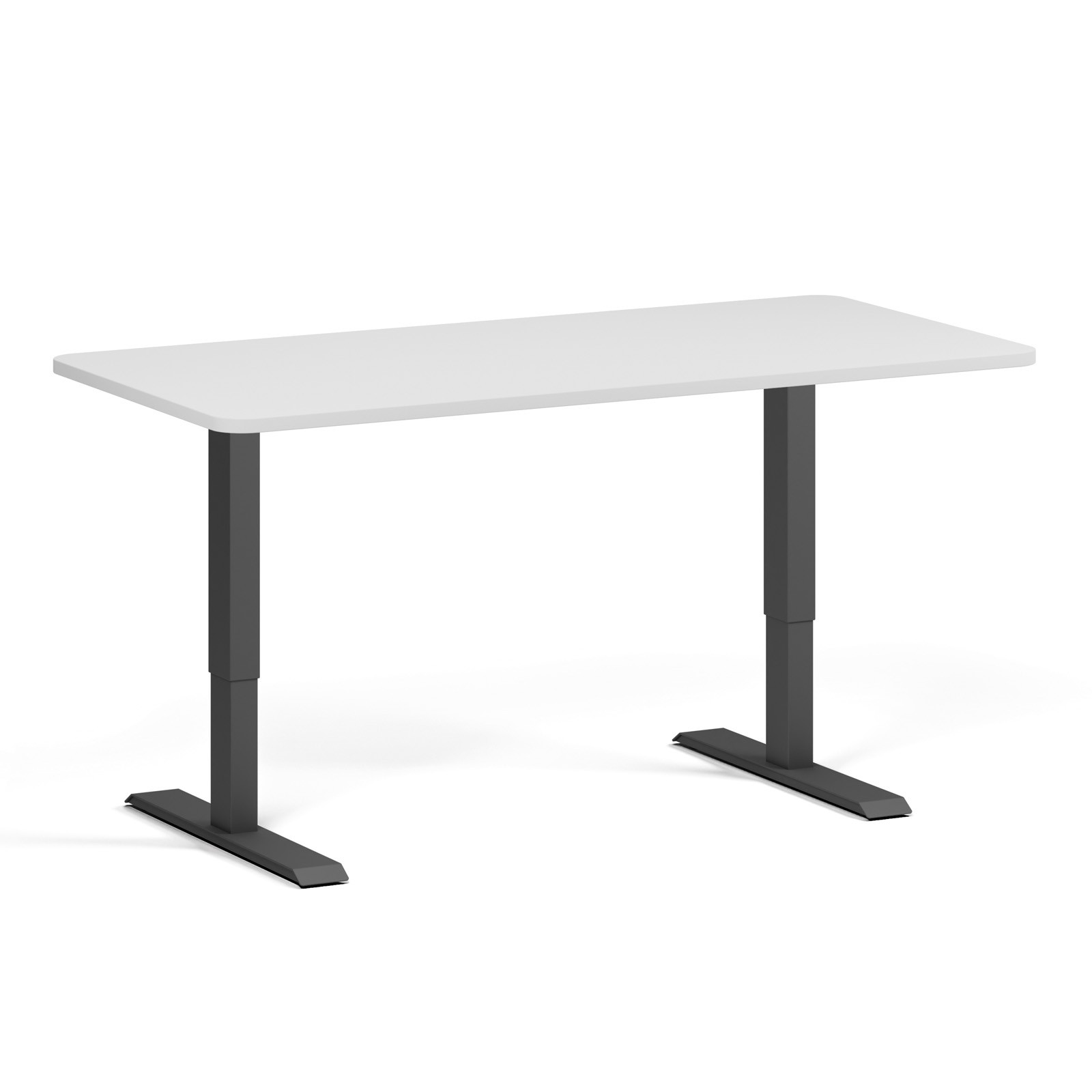 Stół z regulacją wysokości ULIX, elektryczny, 675-1325 mm, zaokrąglone narożniki, blat 1600x800 mm, podstawa czarna, biała