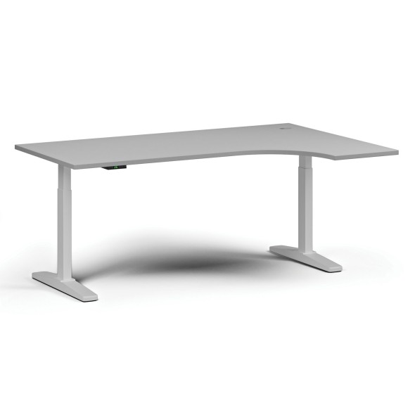 Stół z regulacją wysokości, elektryczny, 675-1325 mm, narożnik prawy, blat 1800x1200 mm, podstawa biała, szara