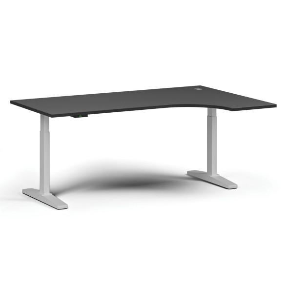 Stół z regulacją wysokości, elektryczny, 675-1325 mm, narożnik prawy, blat 1800x1200 mm, podstawa biała, grafit